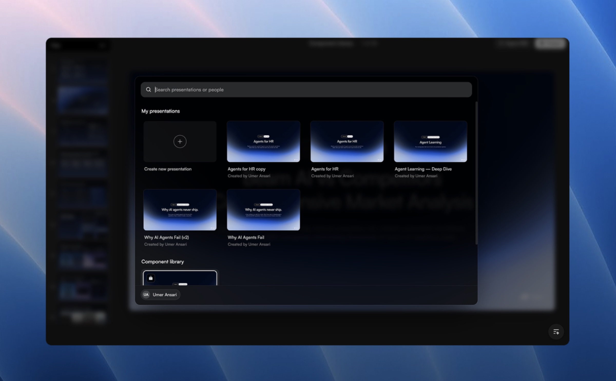Pitch Studio presentation library and search